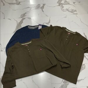 New Men's Olive and Blue Henley Sweater 3 shirts